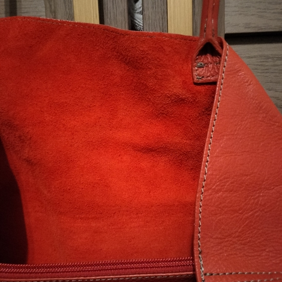 Red Leather Boho purse J.Jill bag - Picture 3 of 4